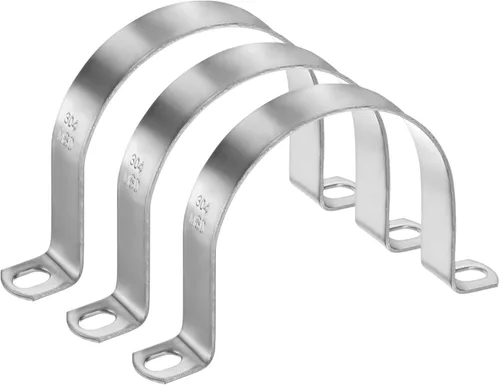 Miniatura 31 de M METERXITY Paquete de 3 abrazaderas de conducto, correa rígida de acero inoxidable 304 de 3-1/2 pulgadas M89 U con 2 agujeros