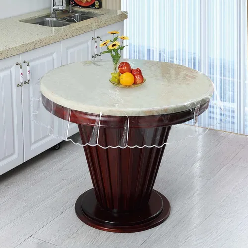Miniatura 9 de MeritMode Mantel de Vinilo Ovalado Transparente, Mantel Transparente Cubierta Transparente Impermeable Protector de Mesa Ovalado Diseño de Borde