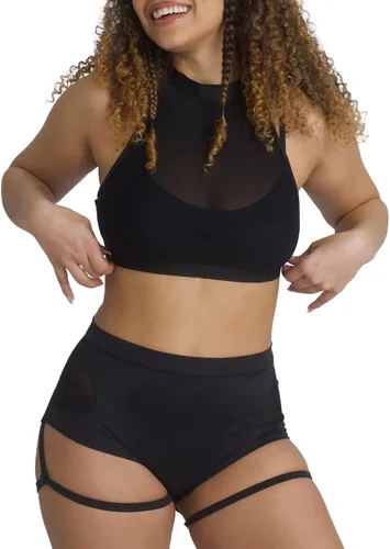 Miniatura 4 de BZB Pantalones cortos para mujer con ligas, cintura alta, entrenamiento, baile, yoga, pantalones deportivos con levantamiento de glúteos