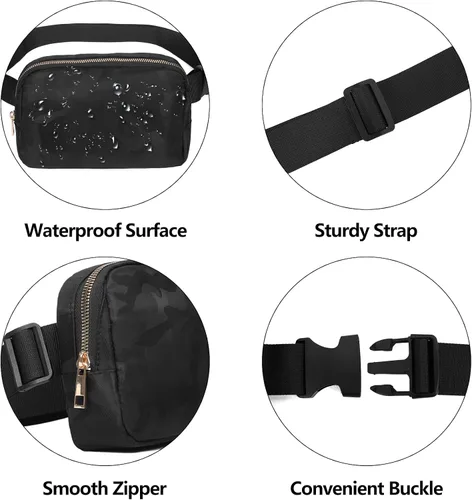 Miniatura 160 de Riñonera cruzada para mujeres y hombres, bolsa para cinturón para senderismo con correa ajustable, riñonera para correr, entrenamiento, deportes