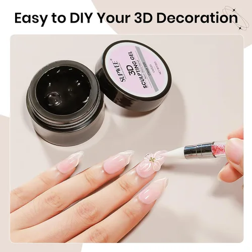 Miniatura 8 de Gel 3D para arte de uñas, gel duro sólido para esculpir uñas, no pegajoso para tallar, extensión de edificios con lápiz de arte de uñas, manicura
