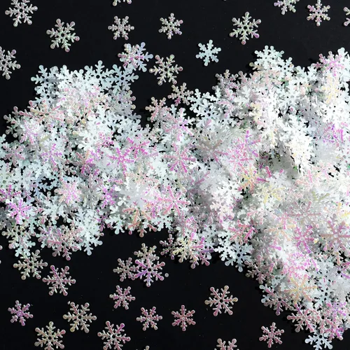 Miniatura 14 de Decoraciones de confeti de copo de nieve de Navidad, 1200 unidades, confeti morado, azul, plateado, paquete de fiesta de nieve para Navidad