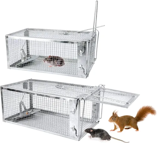 Trampa humana para ratas, 10.75 x 5.43 x 4.41 pulgadas, trampas de metal para ratones y otros animales vivos pequeños, fácil de atrapar y liberar,
