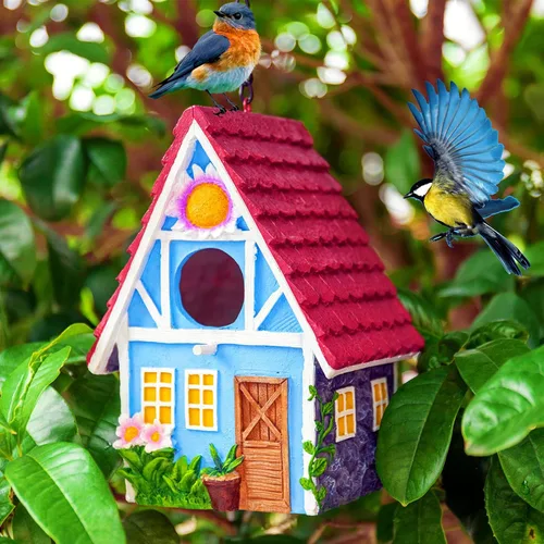 Miniatura 3 de Casa para pájaros de jardín para exteriores, colgar al aire libre, campestre, lindas casas de pájaros para pinzones de Wren, colibrí, árbol
