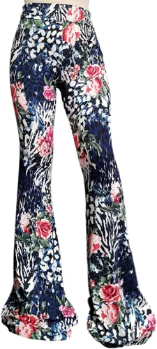 Miniatura 132 de ShopMyTrend - Pantalones de yoga largos con piernas anchas y acampanadas estilo palazzo, con cintura alta, para mujer