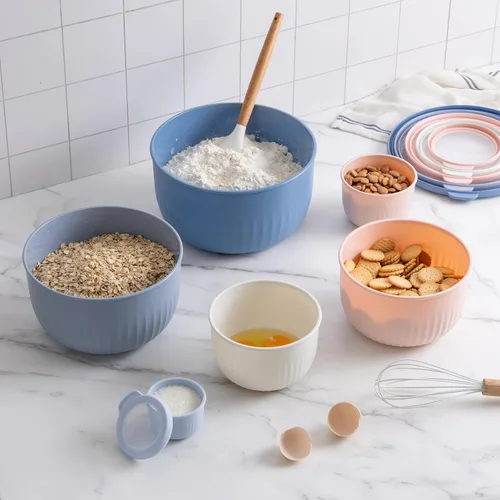 Miniatura 13 de COOK WITH COLOR Tazones de preparación con tapas - Juego de tazones pequeños de mezcla de plástico anchos y profundos anidables con tapas, juego