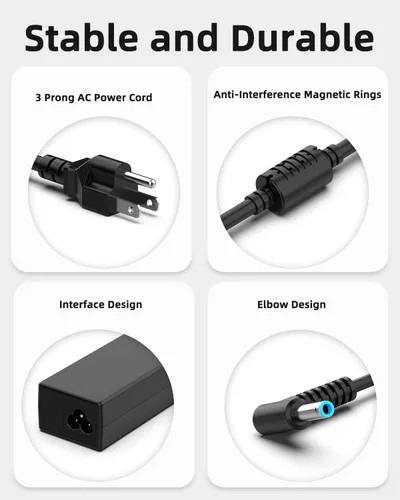 Miniatura 3 de Cargador para portátil de 65 W y 45 W compatible con HP es 13252, Pavilion Spectre Envy X360 11 13 15 Chromrbook 11 14 x360 Zbook Elitebook Stream