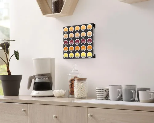 Miniatura 6 de MyLifeUNIT Organizador de tazas K para cajón montado en la pared, soporte de almacenamiento de cápsulas de café para estación de café, oficina