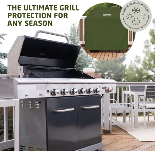 Miniatura 2 de ZOBER Funda resistente para parrilla de barbacoa, 58 pulgadas, impermeable, de doble capa, se adapta a la cubierta de parrilla de gas Weber