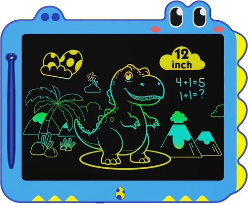 ORSEN Tableta LCD de 12 pulgadas para garabatear, tablero de dibujo de dinosaurio verde para niños de 3 a 6 años, regalos de Navidad y cumpleaños,