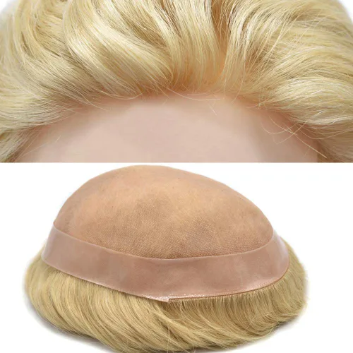 Miniatura 39 de LOVIN - Sistema de cabello humano para hombres, postizo fino de encaje mono para hombre, prótesis masculina de piel de polietileno alrededor
