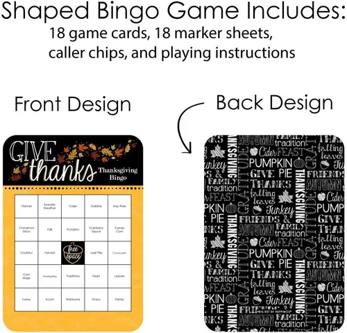 Miniatura 3 de Big Dot of Happiness Give Thanks - Tarjetas de bingo y marcadores - Juego de bingo para fiesta de Acción de Gracias - Juego de 18