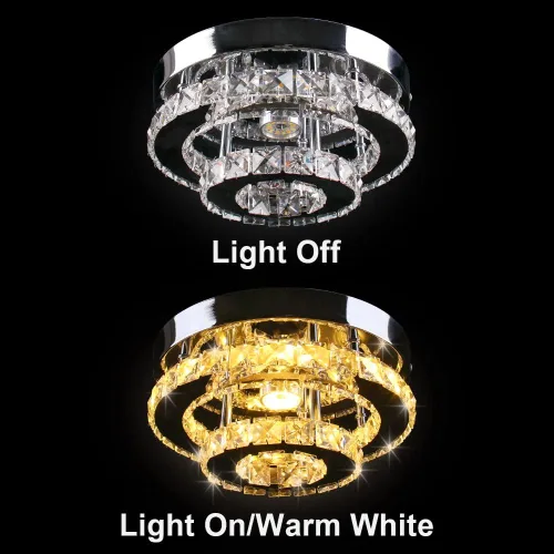 Miniatura 7 de Mini candelabro LED de cristal para techo, 2 capas, lámpara de techo empotrada, moderna iluminación para pasillo, escalera, cocina, baño