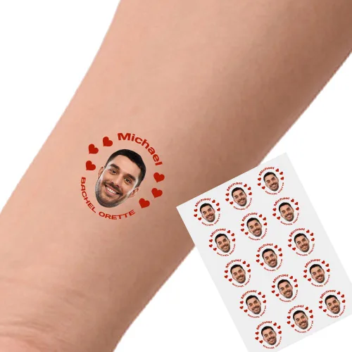 Miniatura 31 de YESCUSTOM Tatuajes temporales personalizados con foto, tatuaje facial personalizado con logotipo para adultos, parejas, mujeres, hombres, tatuajes