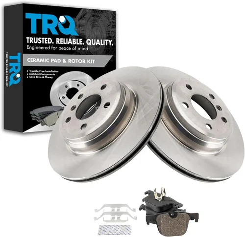 Miniatura 104 de TRQ Kit de rotor de freno trasero y pastillas de cerámica Posi premium compatible con camioneta Chevy GMC