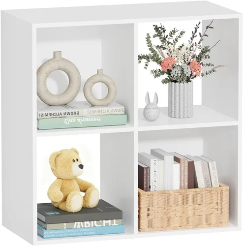Miniatura 10 de Organizador de almacenamiento con panel trasero cerrado, estantes de madera de 13.5 pulgadas para cubículos, resistente, estantería para sala