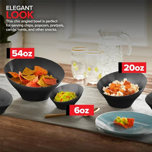 Miniatura 5 de Tazones de Servir de Plástico Negro de 20 onzas (Paquete de 4) Tazones Desechables Medianos para Aperitivos, Platos para Dulces, Recipientes de Bufé