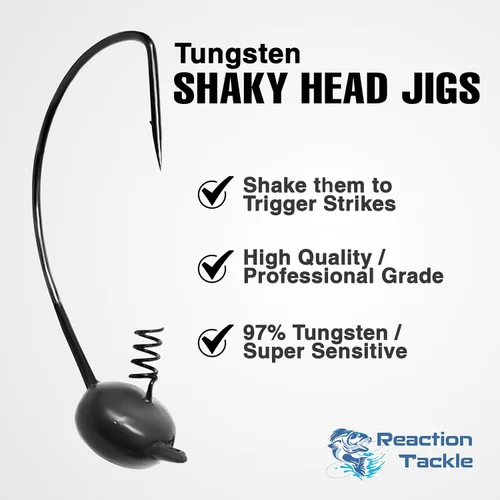 Miniatura 4 de Reaction Tackle Tungsten Shaky Head Jigs for Bass Fishing - Premium Fishing Hooks, Ideal Shaky Head Jig to Catch Big Bass and Other Fish - (5-Pack)