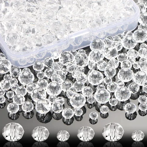 Miniatura 11 de 560 cuentas de cristal facetadas Rondelle, en caja, cuentas espaciadoras para manualidades de bricolaje, 0.236/0.315 pulgadas (colorido)