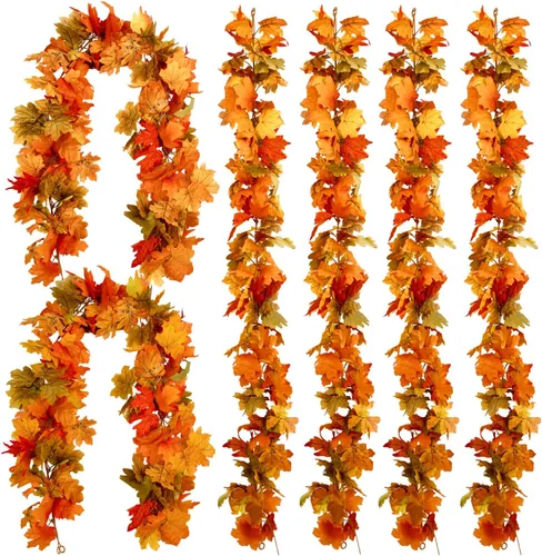 Miniatura 11 de PARTY JOY Guirnalda de Hojas de 6 Piezas, 5.6 Pies Guirnalda de Halloween Hoja de Arce Artificial Otoño Colgante Enredaderas de Otoño Decoraciones
