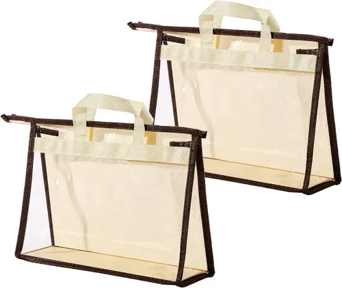 Bolsas de almacenamiento transparentes para armario, bolsa de almacenamiento colgante con cremallera para bolsos, S, 2 unidades Beige