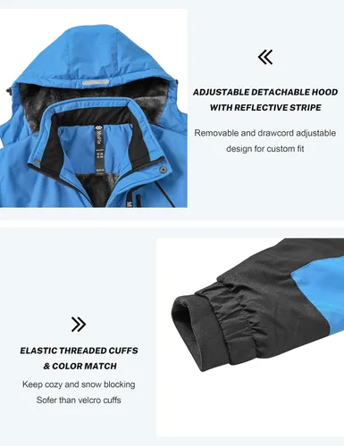 Miniatura 4 de MoFiz Boys Waterproof Skiing Jacket Kids Hooded Fleece Winter Snowboard Jackets Windproof Warm Outerwear with Zip Pockets