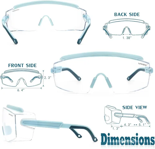 Miniatura 6 de UKNOW Anteojos de seguridad sobre lentes, gafas de seguridad antivaho protección ocular envolvente, gafas protectoras ANSI Z87.1 Azul bebé