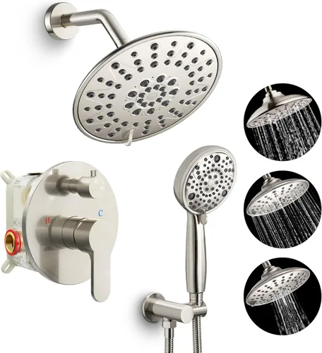 Miniatura 9 de SR SUN RISE Grifo de ducha – Sistema de cabezal de ducha multifuncional de alta presión de 8 pulgadas con accesorios de cabezal de ducha de mano