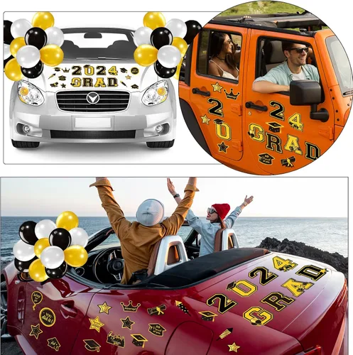 Miniatura 7 de OBUSATT Juego de 25 imanes de graduación 2025 para automóvil, decoraciones de coche de felicitaciones, desfile de graduación, decoración de fiesta