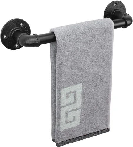 Miniatura 16 de NearMoon Toallero industrial de tubería, accesorio de toallero de baño resistente, montaje en la pared, soporte para toallas de baño de hierro