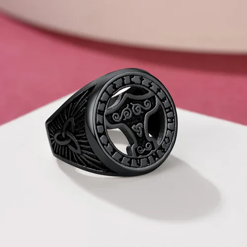 Miniatura 7 de FaithHeart Viking Vegvisir Pirate Compass Anillos, Acero Inoxidable Chapado en Oro de 18K Símbolo nórdico Vintage Joyería Personalizada Personalizada