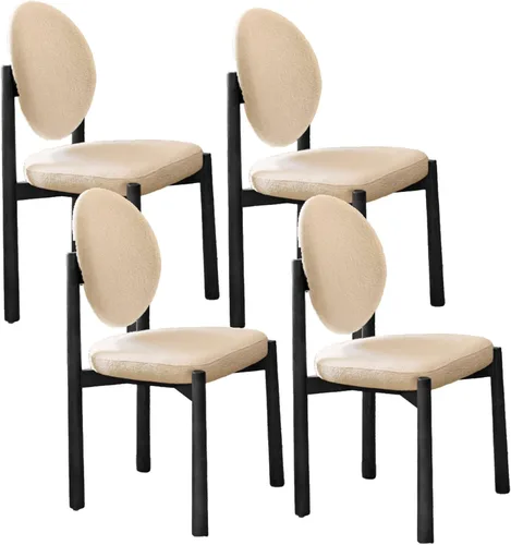 Miniatura 16 de Upholstered Dining Chairs with Fabric/Plush Cushion, Wooden Dining Room Chair Set of 1/2/4, Kitchen Chair for Living Room Balcony Black+brown