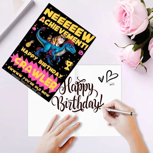 Miniatura 5 de QualityLife DCC - Tarjetas de cumpleaños, Dungeon Book Crawler Reading Carl Merch, feliz cumpleaños para un nuevo logro