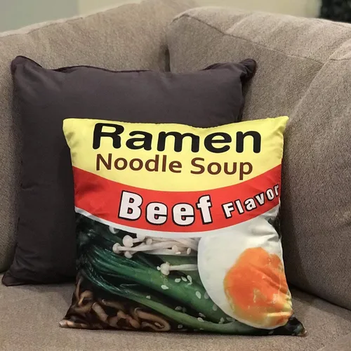Miniatura 2 de Torched Ramen Soup Stash con bolsillo secreto Cojín decorativo con compartimento oculto Se adapta a rellenos de almohada de 16 x 16 pulgadas