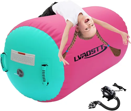 Miniatura 9 de Rodillo de aire para gimnasia, colchoneta inflable para rodillos de aire, equipo de gimnasia, cilindro de equilibrio con bomba para yoga