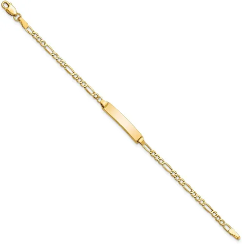 Miniatura 2 de Auriga Fine Jewelry Pulsera Figaro ID pulida semisólida de oro amarillo de 14 k para unisex