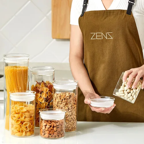 Miniatura 5 de ZENS Tarros de vidrio de 10 onzas con tapa hermética, paquete de 4 recipientes de cocina de vidrio para especias, té suelto, pequeños tarros
