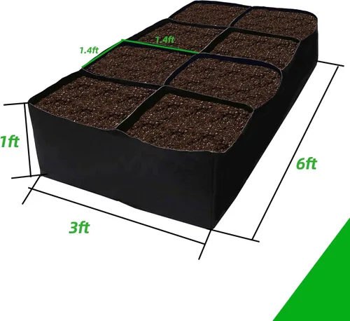 Miniatura 7 de CJGQ Cama de jardín elevada de tela, bolsas de cultivo de plantas de 128 galones, 8 rejillas, 3 x 6 pies, macetas elevadas para cultivar verduras