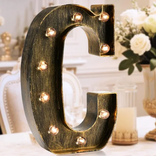 Miniatura 17 de Oycbuzo - Cartel de letras con luces LED doradas y negras, estilo industrial y clásico, para decoración de cafeterías, bodas, fiestas de cumpleaños
