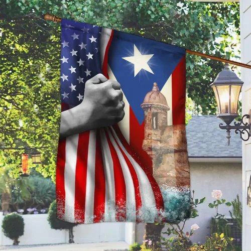 Miniatura 2 de Banderas de Puerto Rico – Bandera estadounidense puertorriqueña – Bandera de jardín de 12 x 18 pulgadas, decoración para exteriores, lona resistente