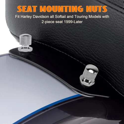 Miniatura 2 de 3 piezas de tornillo de asiento trasero moleteado de acero inoxidable con tuerca de montaje de asiento solo rosca de 1/4"-20 Patrón de calavera