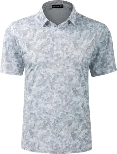 Miniatura 121 de TAPULCO Camisetas tipo polo de secado rápido para hombre, diseño de camuflaje, atléticas, ligeras, transpirables, casuales, para golf
