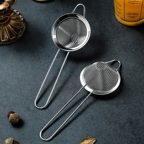Miniatura 9 de Juego de 2 coladores de cóctel de acero inoxidable con tamiz de malla fina, filtro inoxidable para bebidas, té, café y cocina