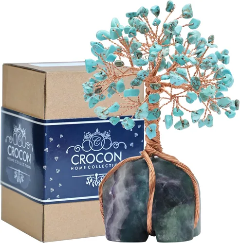 Miniatura 43 de Árbol de cristal de amatista con base de racimo de titanio arcoíris de Crocon, árbol de la vida para estante, dormitorio, regalos de cumpleaños