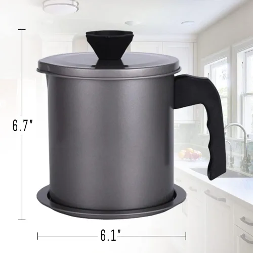 Miniatura 6 de Recipiente de grasa de tocino con colador, atrapador de grasa de 1.4 L, filtro de aceite de cocina con tapa y placa a prueba de fugas para cocina