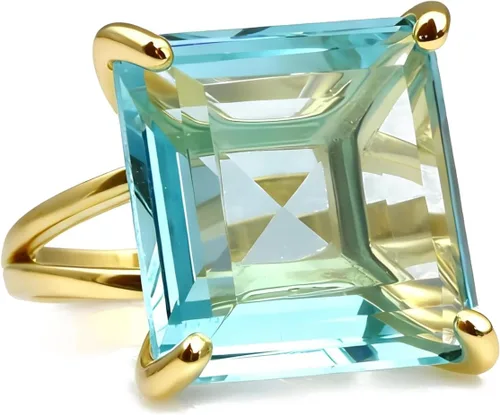Miniatura 3 de Exquisito anillo de topacio – Banda rellena de oro de 14 quilates con topacio azul – Piedra natal de noviembre – Tallas 3 – 12.5 – Joyería hecha a