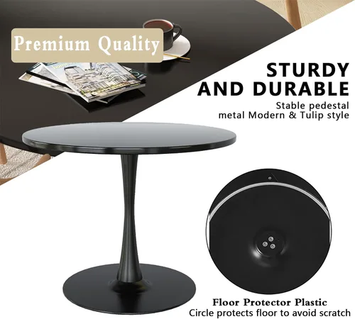 Miniatura 6 de Recaceik Mesa de comedor redonda moderna, mesa de tulipanes de 31.5 pulgadas con tablero de MDF y base de pedestal de metal para comedor, sala