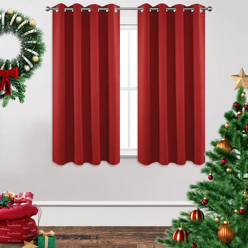Miniatura 79 de Joydeco - Juego de 2 paneles de cortinas opacas de 63 pulgadas, 2 cortinas largas con aislamiento térmico burg, cortinas de oscurecimiento