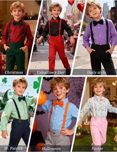 Miniatura 4 de A&J DESIGN Conjunto de ropa formal para niños pequeños con tirantes y tirantes