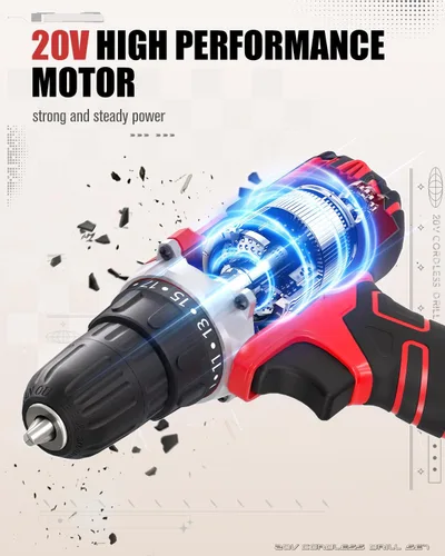 Miniatura 2 de AVID POWER Kit de taladro eléctrico máximo de 20 V, juego de taladro inalámbrico con batería y cargador, 2 velocidades variables, portabrocas sin